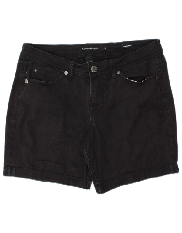 CALVIN KLEIN Shorts jeans feminino de cintura média EUA 10 grande W30 algodão preto