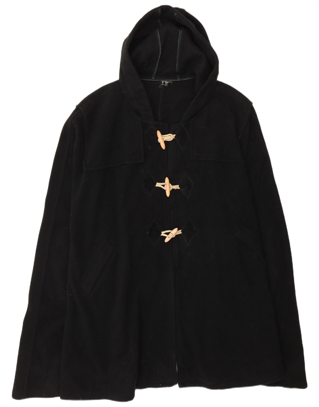 Casaco poncho feminino vintage com capuz tamanho único preto