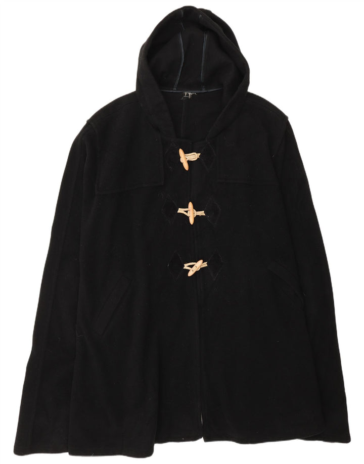 Casaco poncho feminino vintage com capuz tamanho único preto