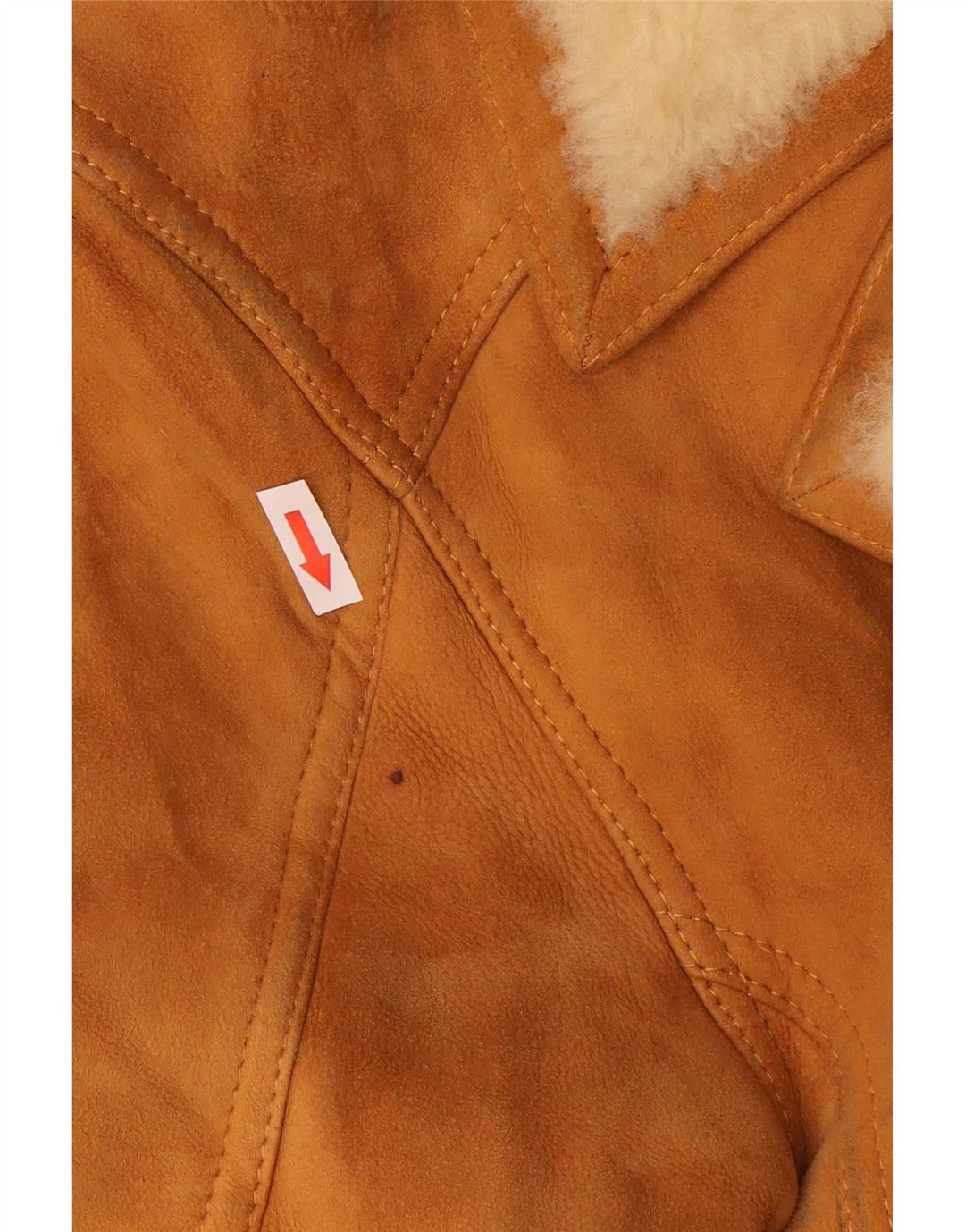 Sobretudo masculino vintage de shearling IT 48 couro bege médio
