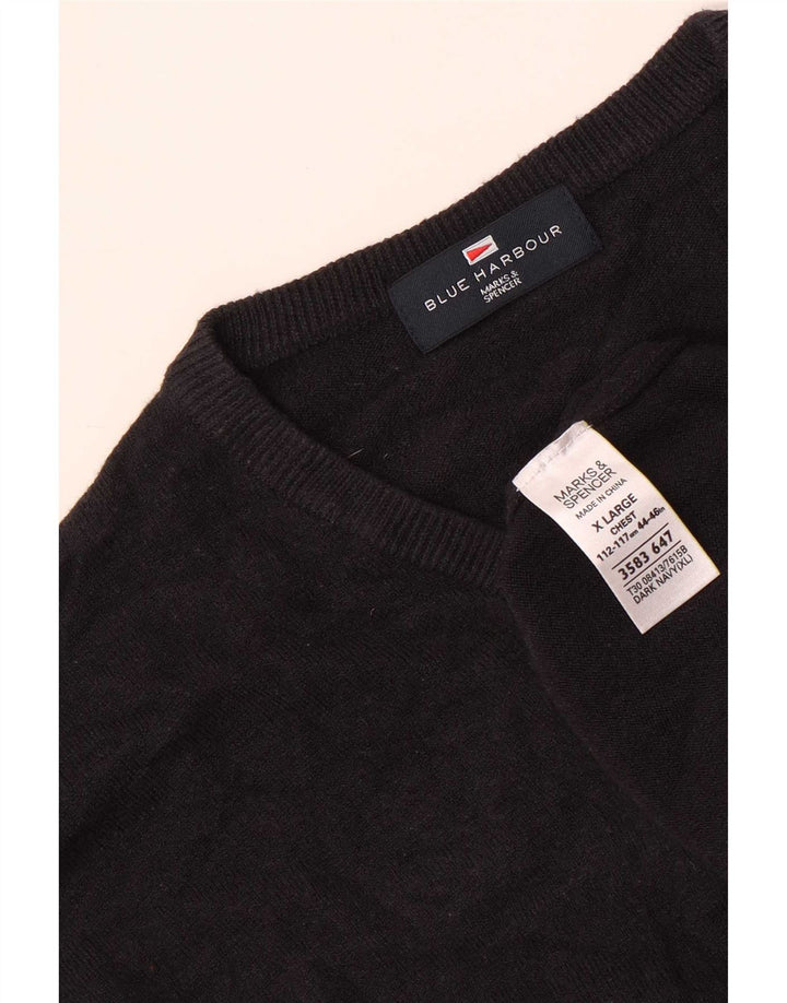 Suéter masculino Marks & Spencer Blue Harbor com decote em V XL azul marinho
