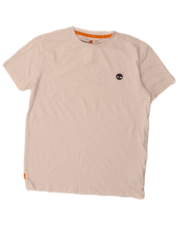 Timberland Camiseta Masculina Slim Fit Top Pequeno Algodão Branco