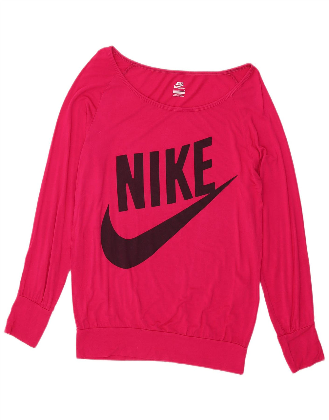 Top gráfico feminino Nike manga comprida UK 14 médio rosa viscose
