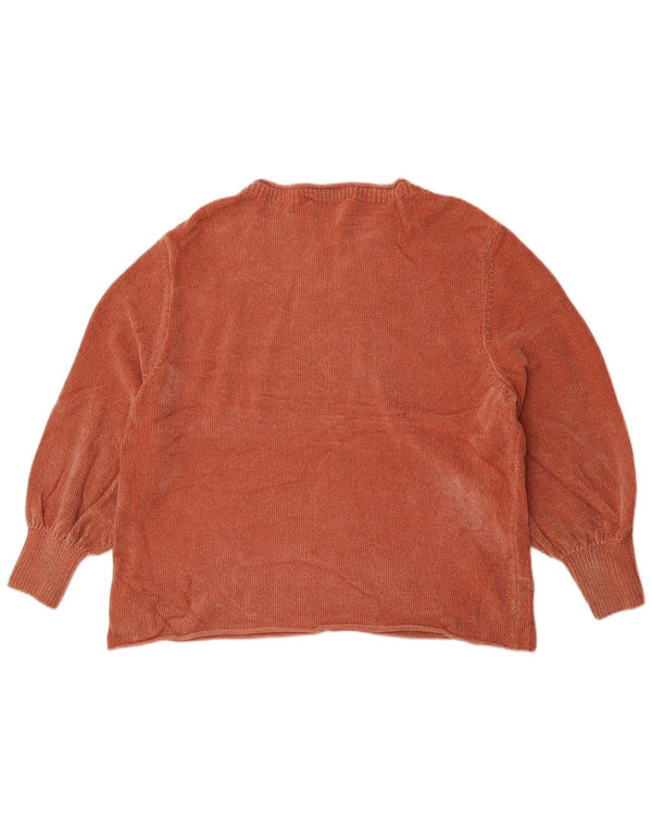 Zara Suéter feminino oversized com gola canoa Reino Unido 14 médio laranja