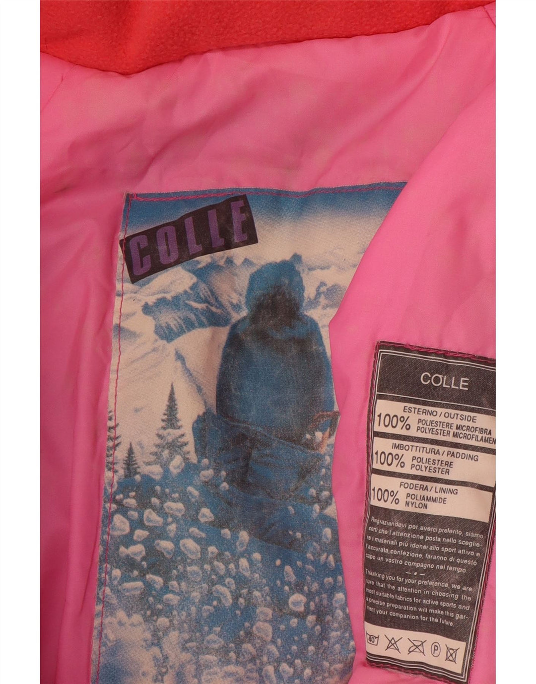 Jaqueta de esqui com capuz feminino Colle UK 10 poliéster rosa pequeno Colourblock