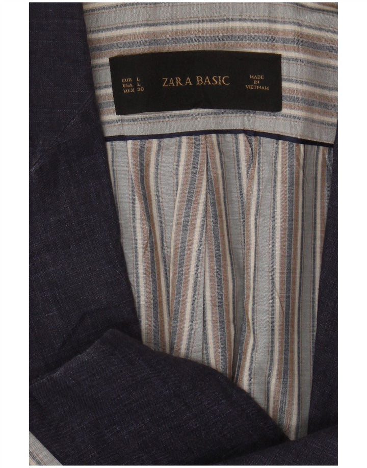 Jaqueta blazer feminina Zara com 1 botão Reino Unido 16 grande azul marinho