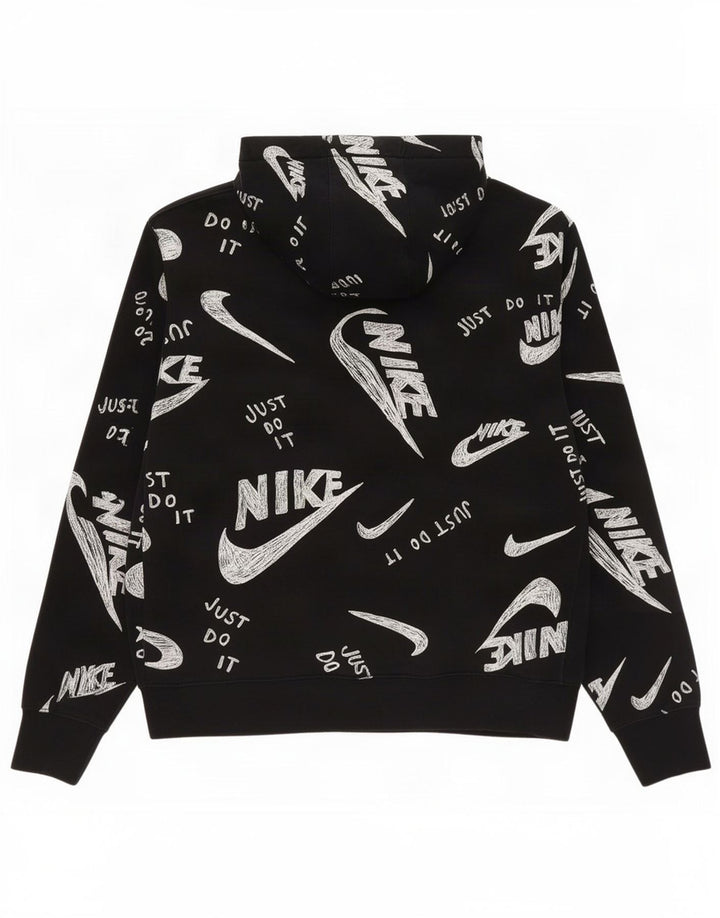Nike masculino gráfico moletom com capuz médio algodão preto