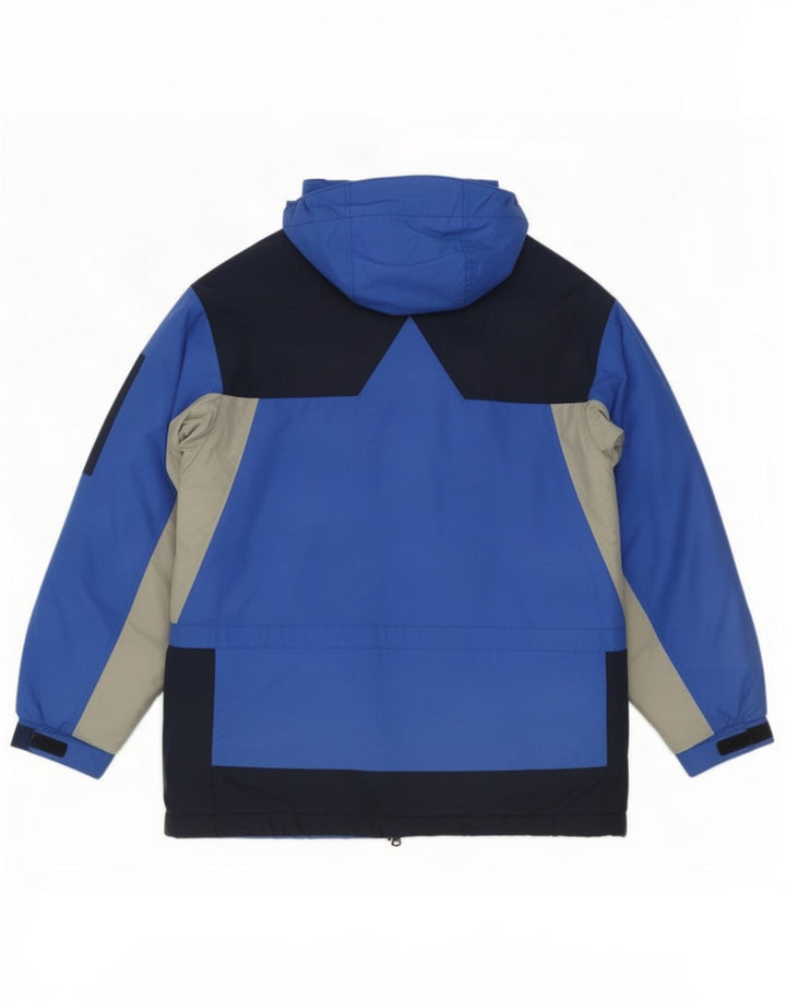 Jaqueta de esqui masculina Columbia com capuz UK 38 bloco colorido azul médio