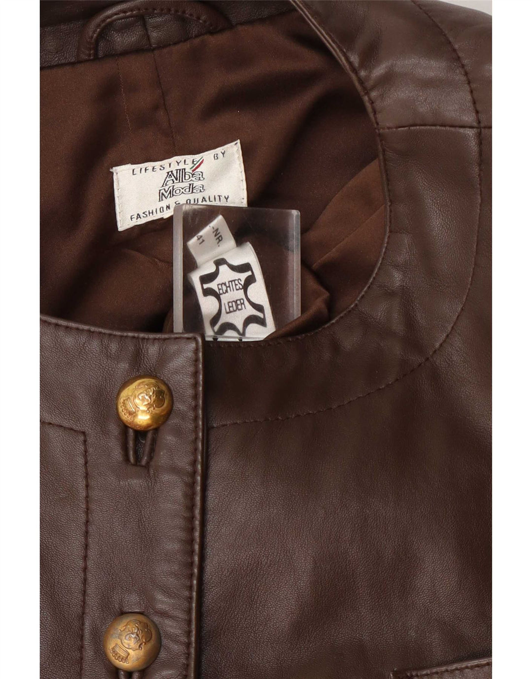 Jaqueta Blazer Feminina de Couro Alba Moda Reino Unido 14 Marrom Médio