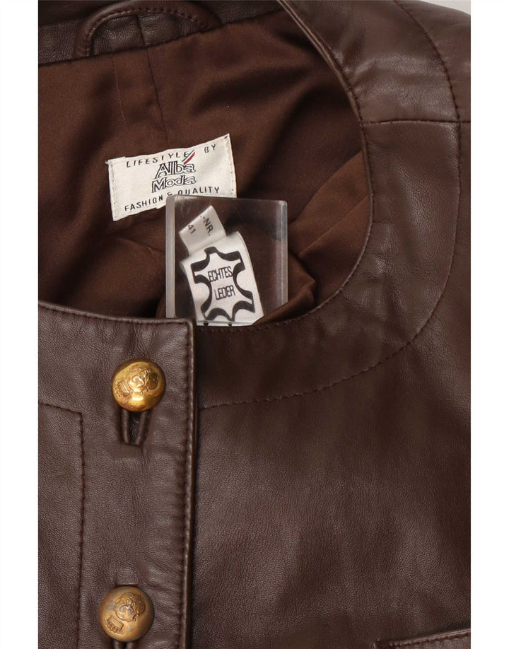 Jaqueta Blazer Feminina de Couro Alba Moda Reino Unido 14 Marrom Médio