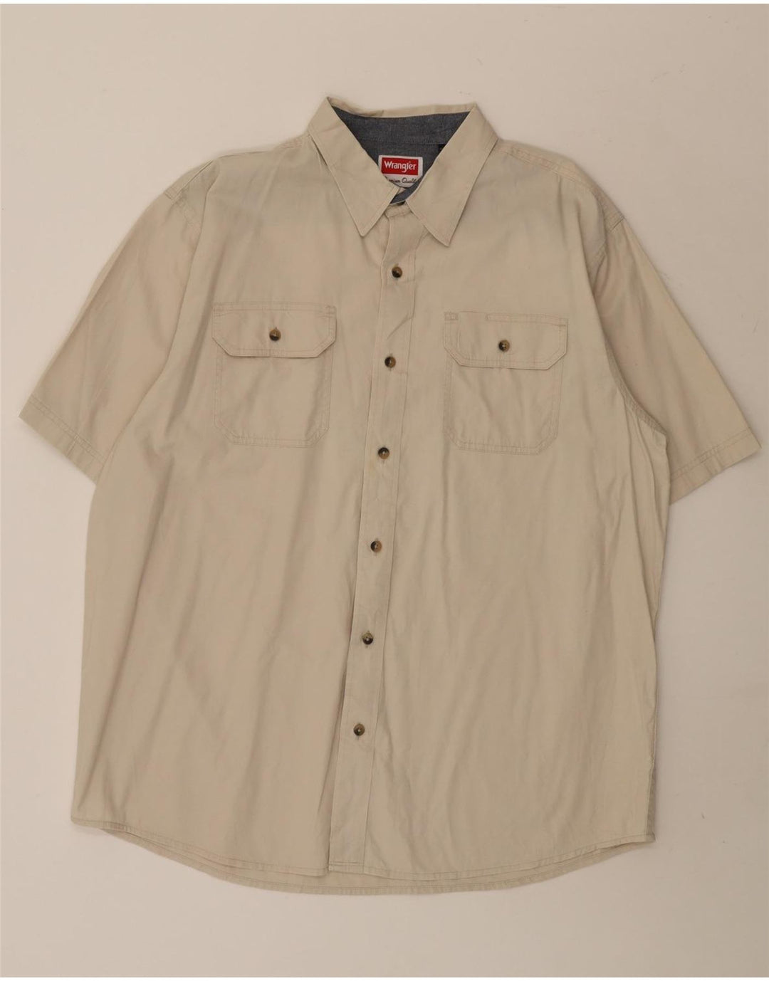 Camisa masculina de manga curta WRANGLER grande algodão bege