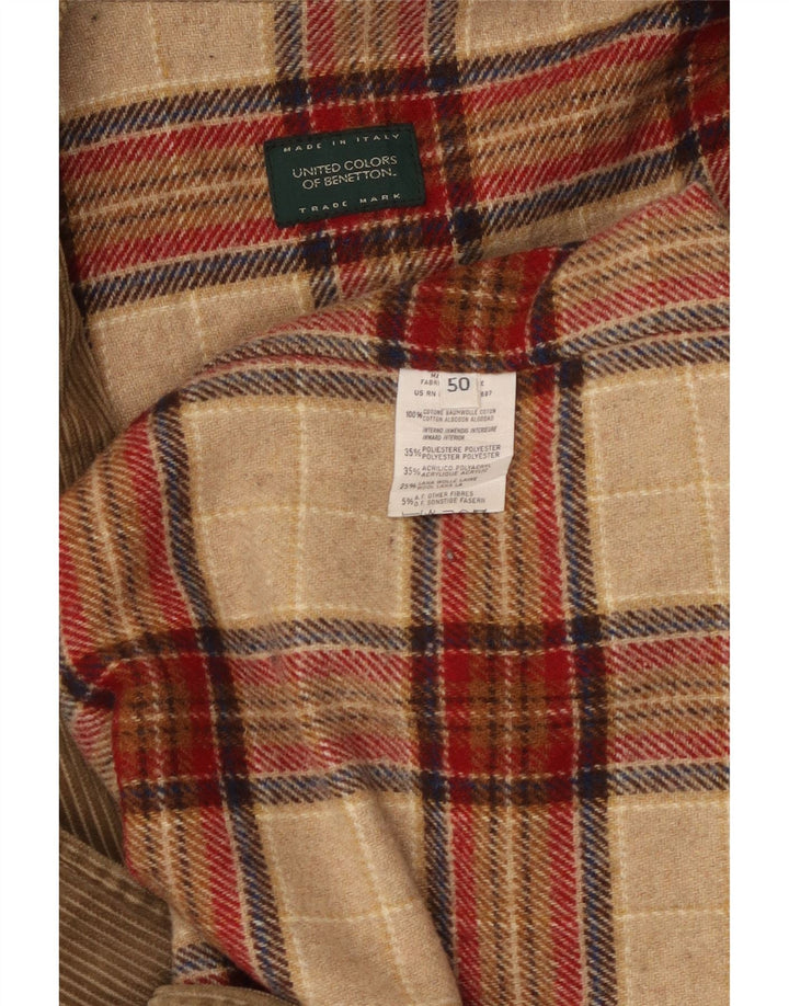 Jaqueta masculina de veludo BENETTON IT 50 grande algodão bege