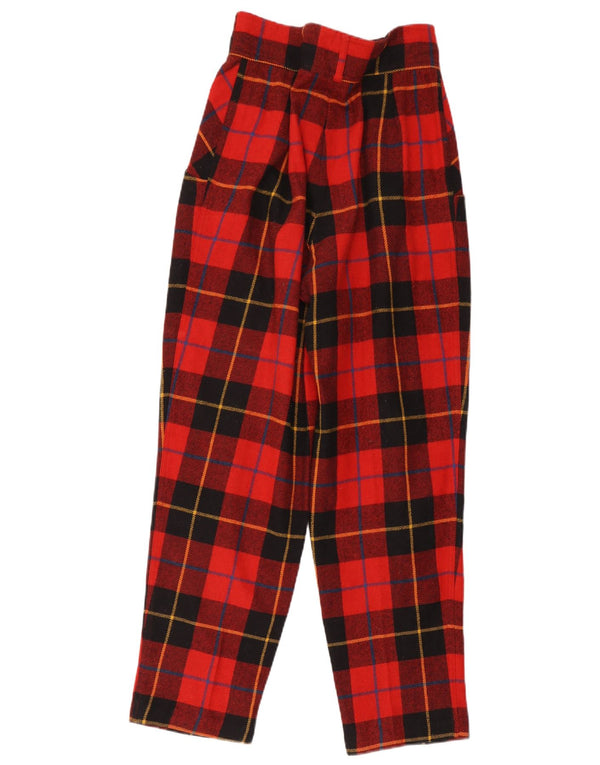 Calça casual feminina vintage de cintura alta IT 44 Médio W30 L30 Xadrez Vermelho