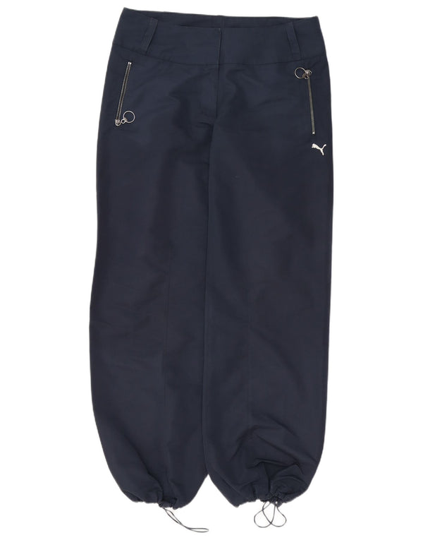 Calça feminina casual Puma Straight Joggers UK 12 Médio W30 L3 Azul marinho