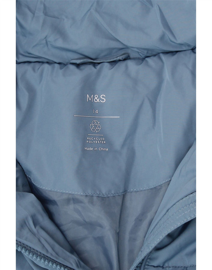 Jaqueta acolchoada feminina Marks & Spencer Reino Unido 14 grande poliéster azul