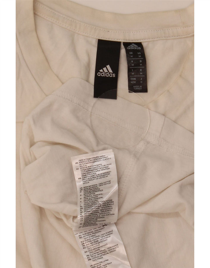 Adidas Mens Camiseta Top Médio Algodão Branco