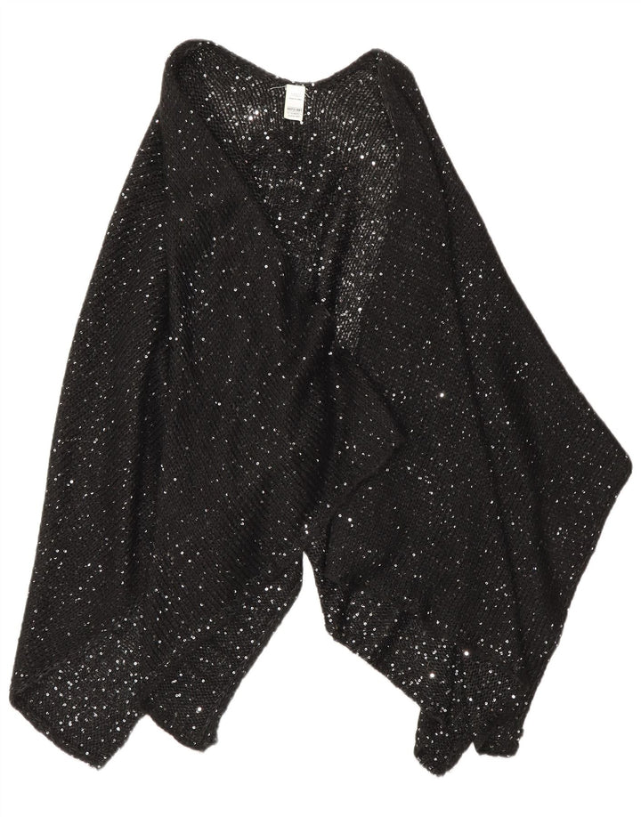 Suéter poncho feminino Marks & Spencer tamanho único acrílico manchado preto