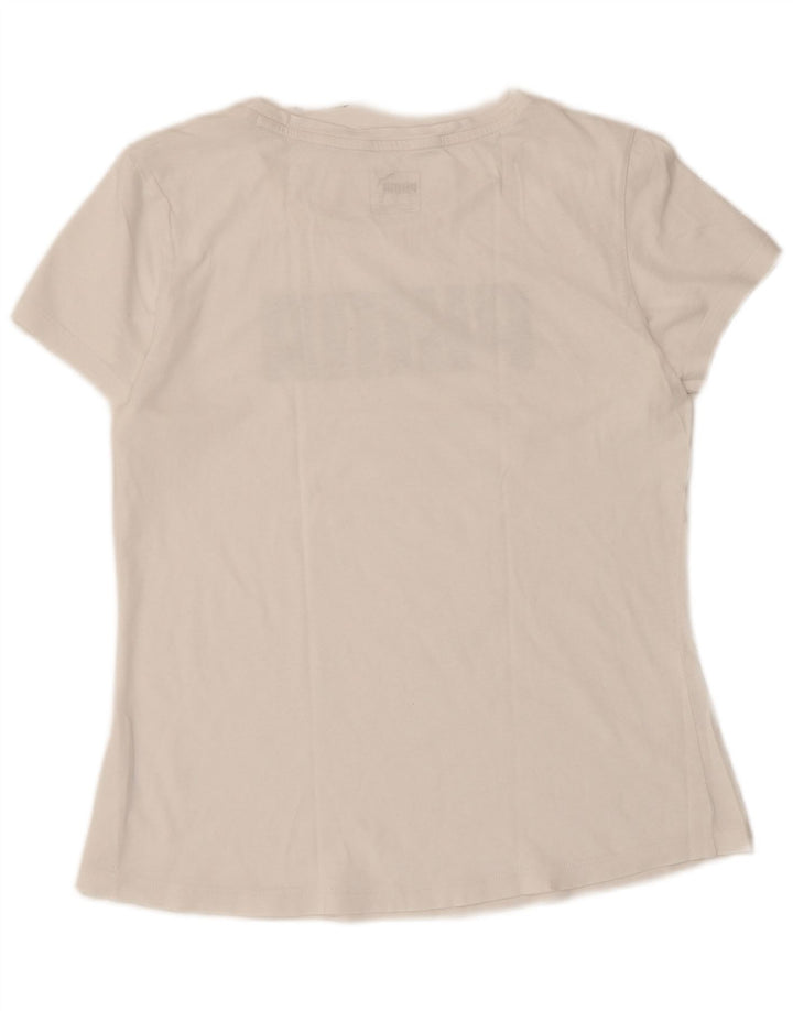 Puma Camiseta Feminina Graphic Top UK 12 Médio Branco