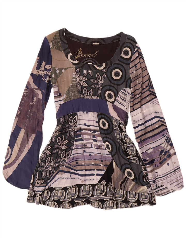 Vestido feminino Desigual A-Line UK 12 médio multicolorido geométrico