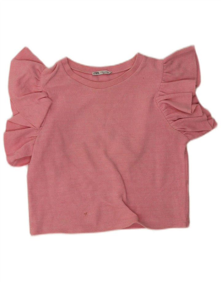 Blusa feminina Zara Top UK 12 algodão rosa médio