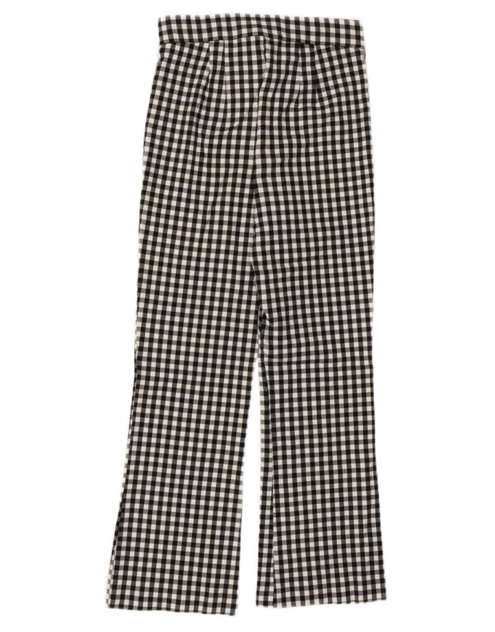 Zara Calça feminina casual bootcut pequena W26 L25 preta gingham viscose