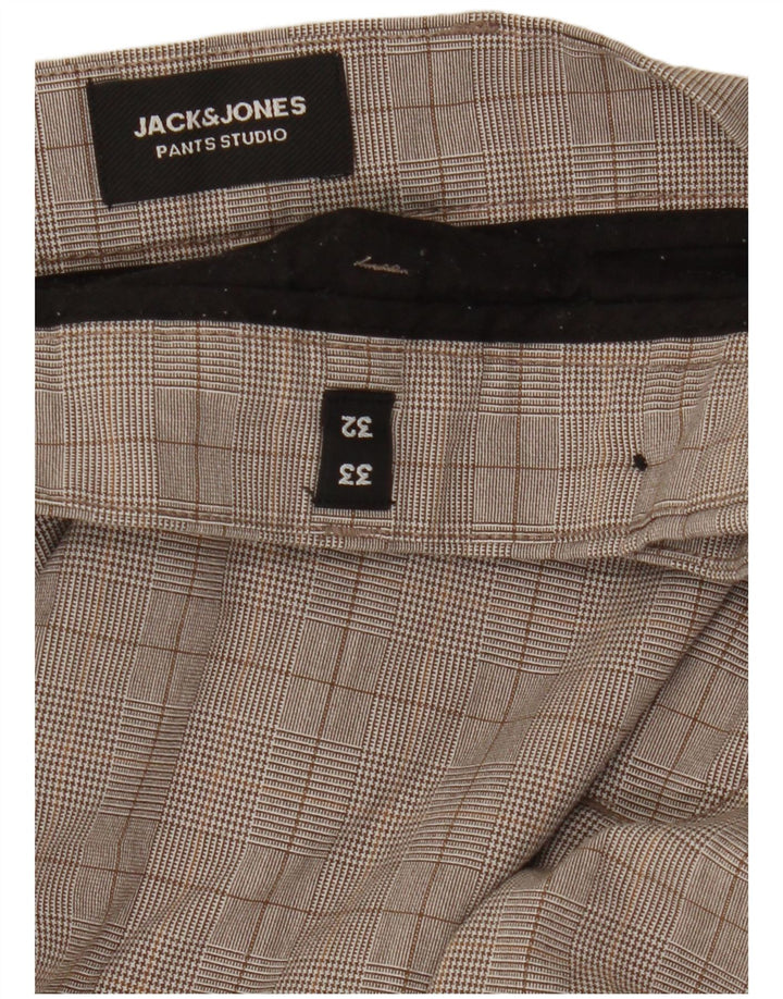 Calça masculina Jack & Jones Slim Suit W33 L32 cinza xadrez