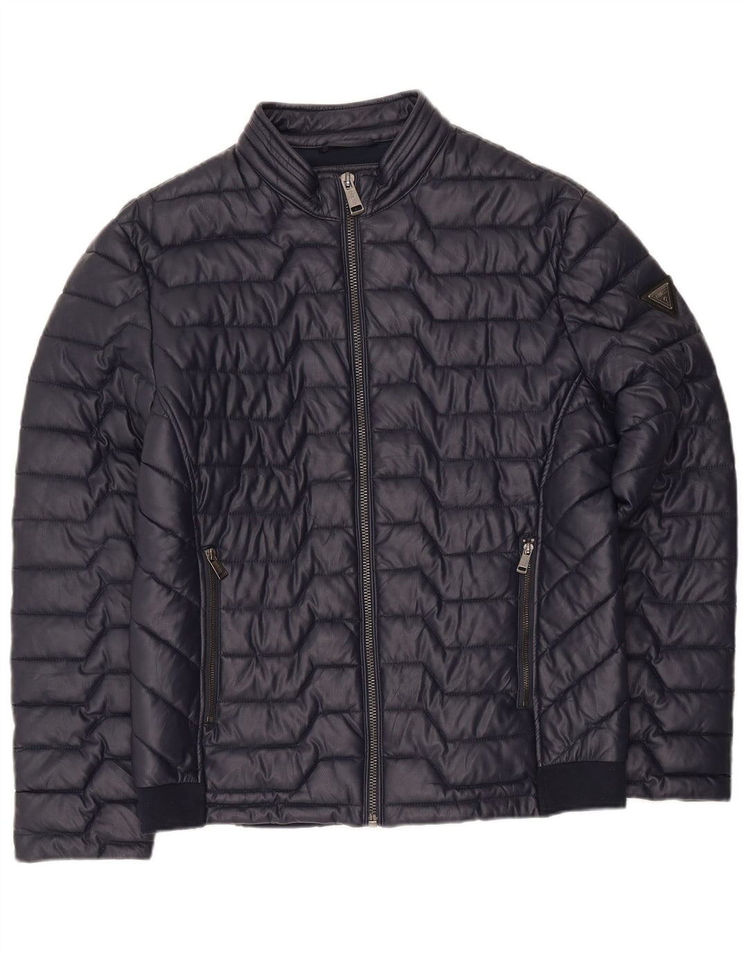 Jaqueta acolchoada masculina Guess UK 42 XL azul marinho poliéster