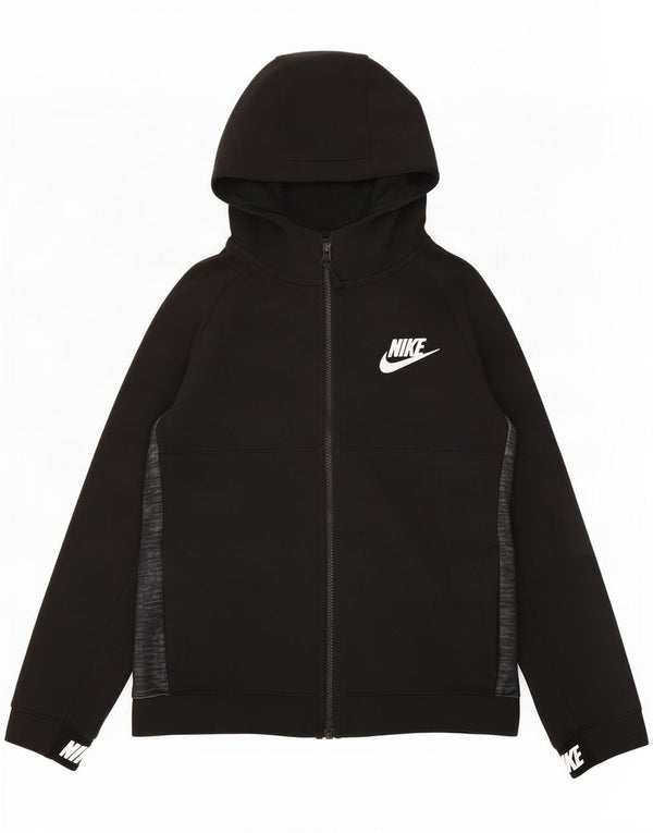 Suéter Nike Boys Graphic Zip com capuz 12-13 anos grande algodão preto manchado
