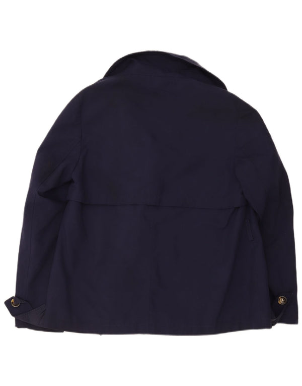 Casaco curto feminino Marks & Spencer Reino Unido 14 grande poliéster azul marinho