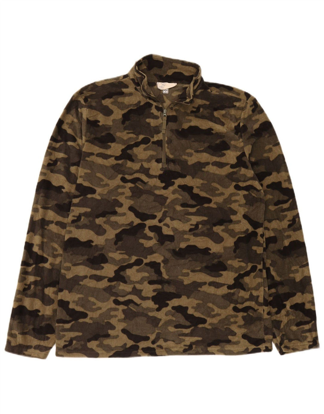 Mountain Warehouse Suéter masculino de lã com zíper e gola média camuflagem bege