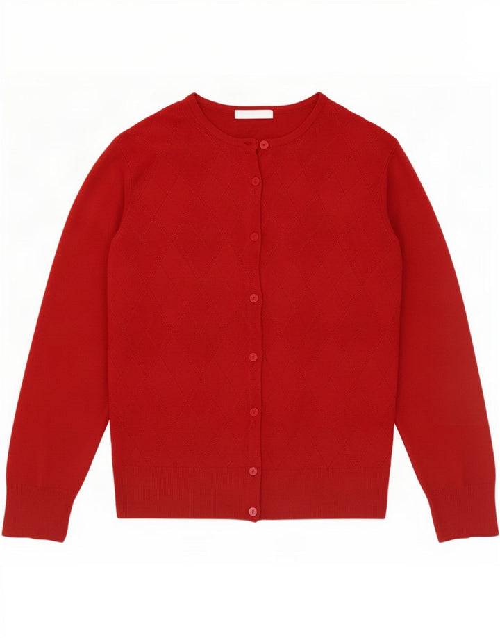 Suéter cardigã feminino Marks & Spencer Reino Unido 12 acrílico vermelho médio