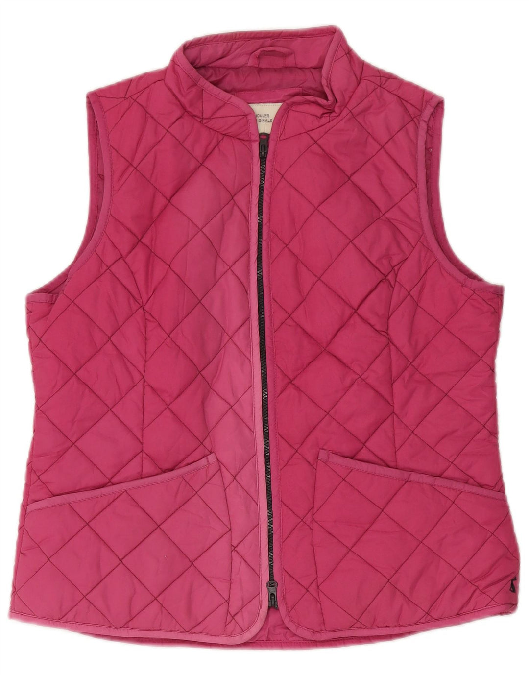 JOULES Colete acolchoado feminino UK 14 grande poliéster rosa