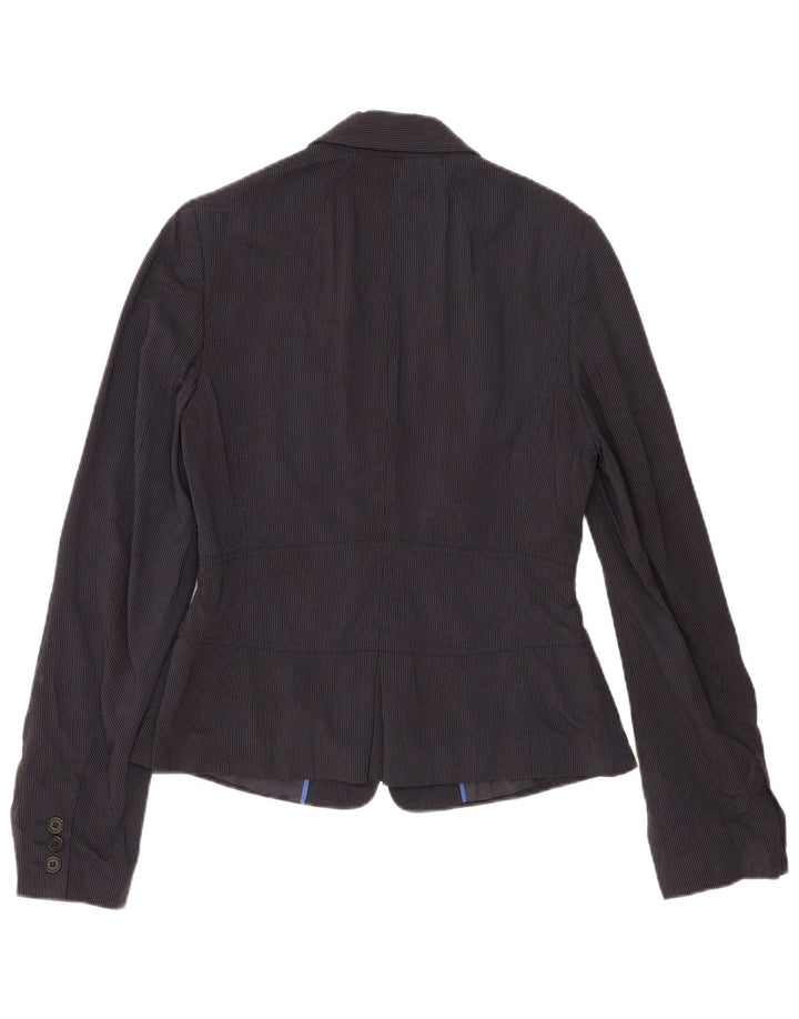 Jaqueta Blazer Feminina Reiss com 2 Botões Reino Unido 12 Riscas Azul Marinho Médio