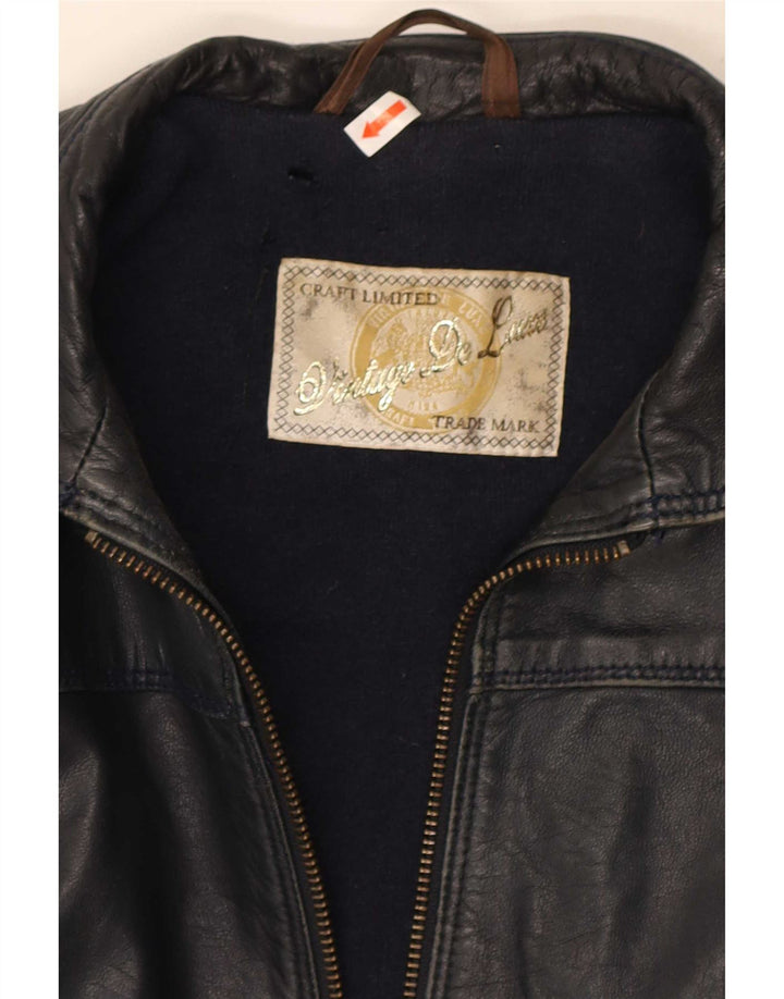 Jaqueta de couro feminina vintage IT 42 couro preto médio