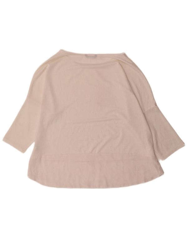 Top feminino Marks & Spencer manga 3/4 UK 18 XL poliéster branco
