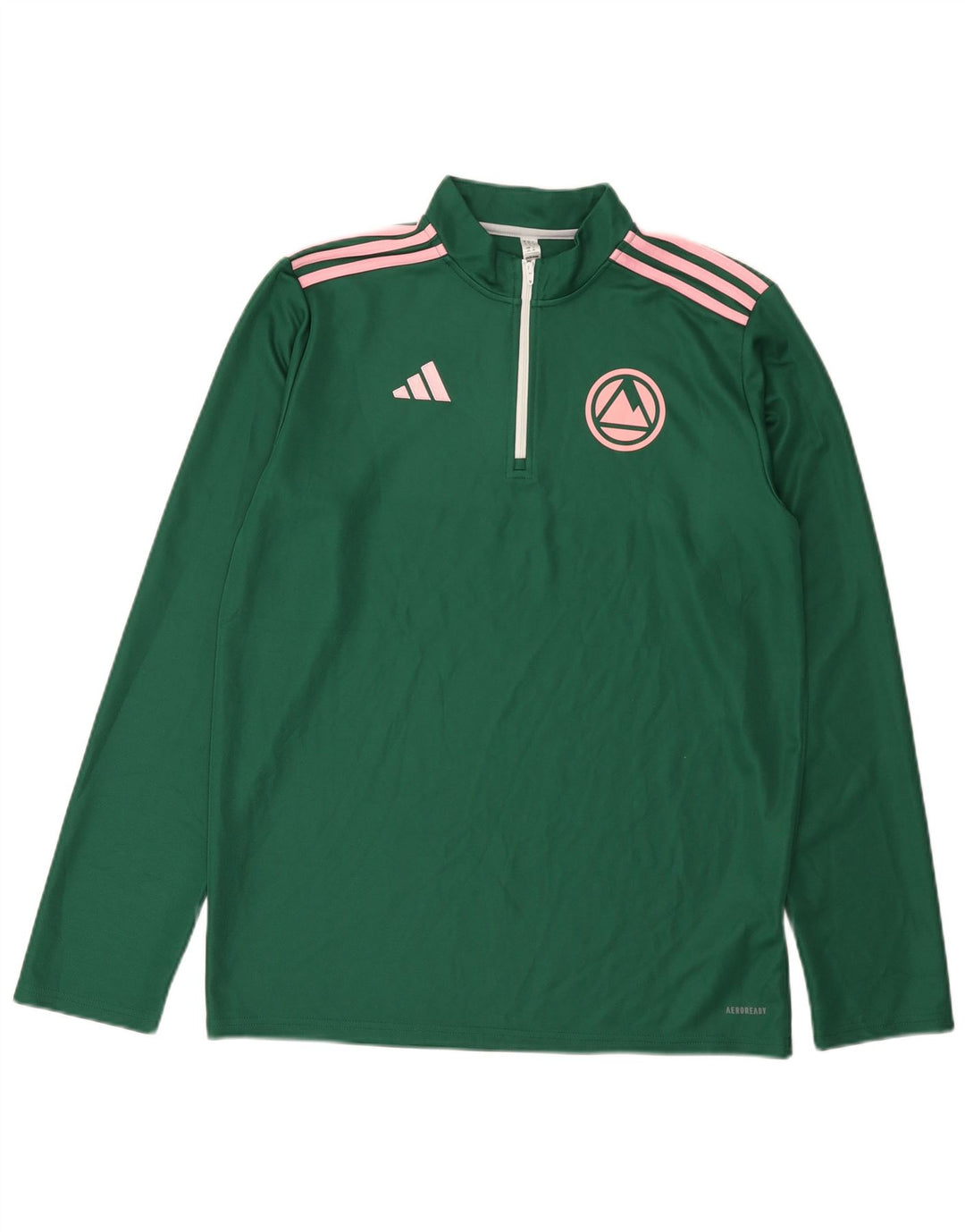 Adidas Mens Aeroready Zip Neck Pulôver Treino Top Grande Poliéster Verde
