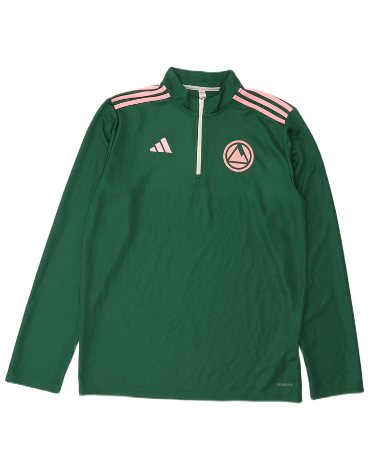 Adidas Mens Aeroready Zip Neck Pulôver Treino Top Grande Poliéster Verde