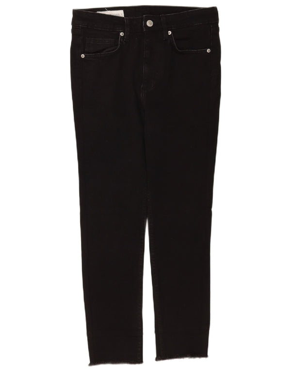 Zara Womens Crop Slim Jeans EU 36 XS W26 L24 Algodão Preto