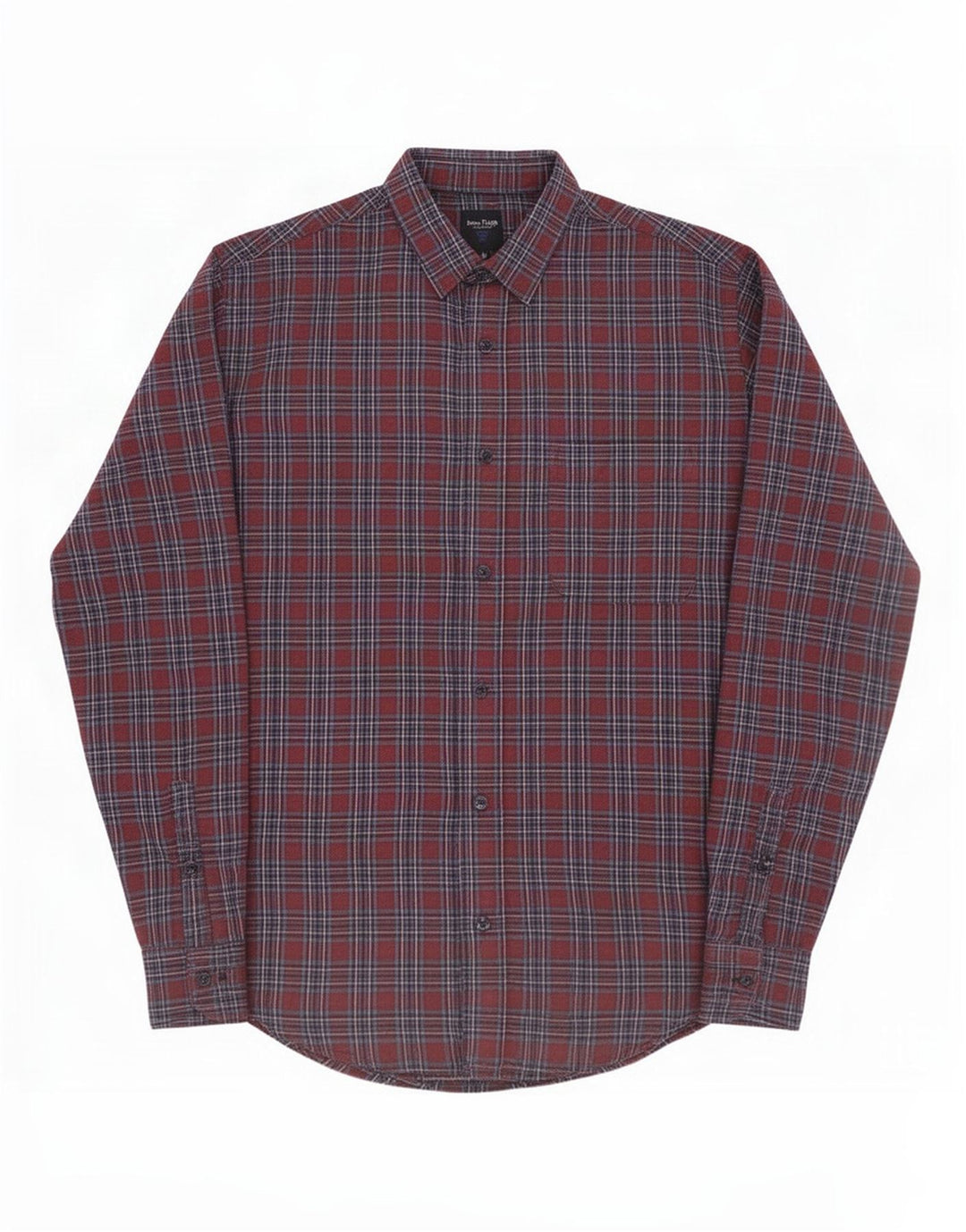 Camisa masculina de flanela James Pringle, poliéster xadrez médio cor de vinho