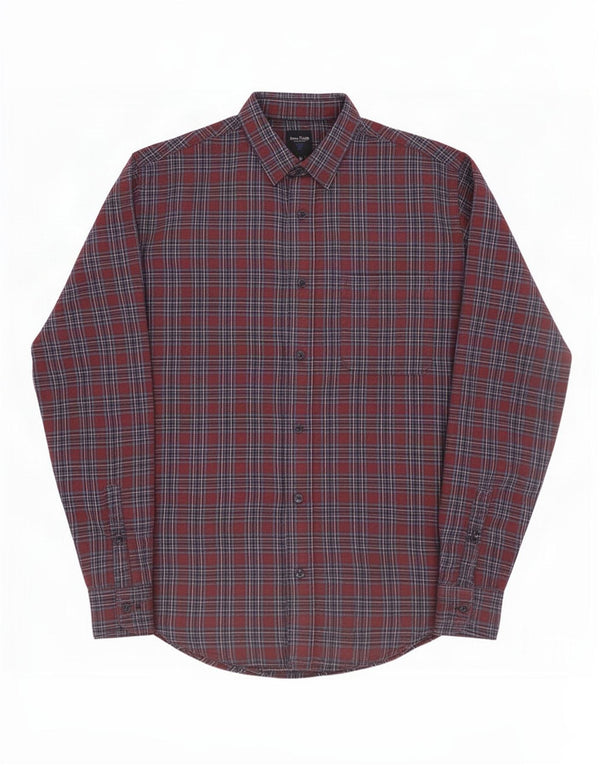 Camisa masculina de flanela James Pringle, poliéster xadrez médio cor de vinho