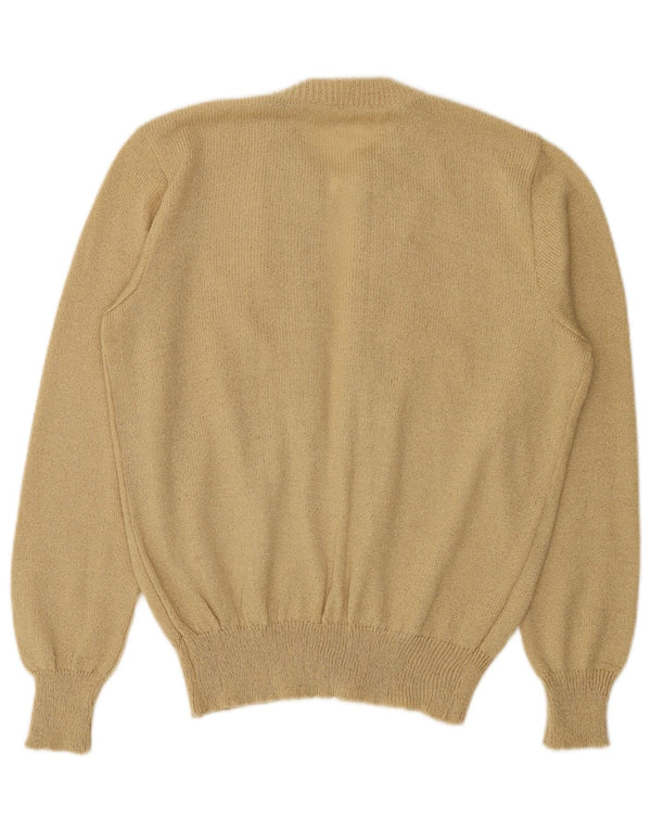 Suéter cardigã aberto feminino vintage Reino Unido 14 bege médio