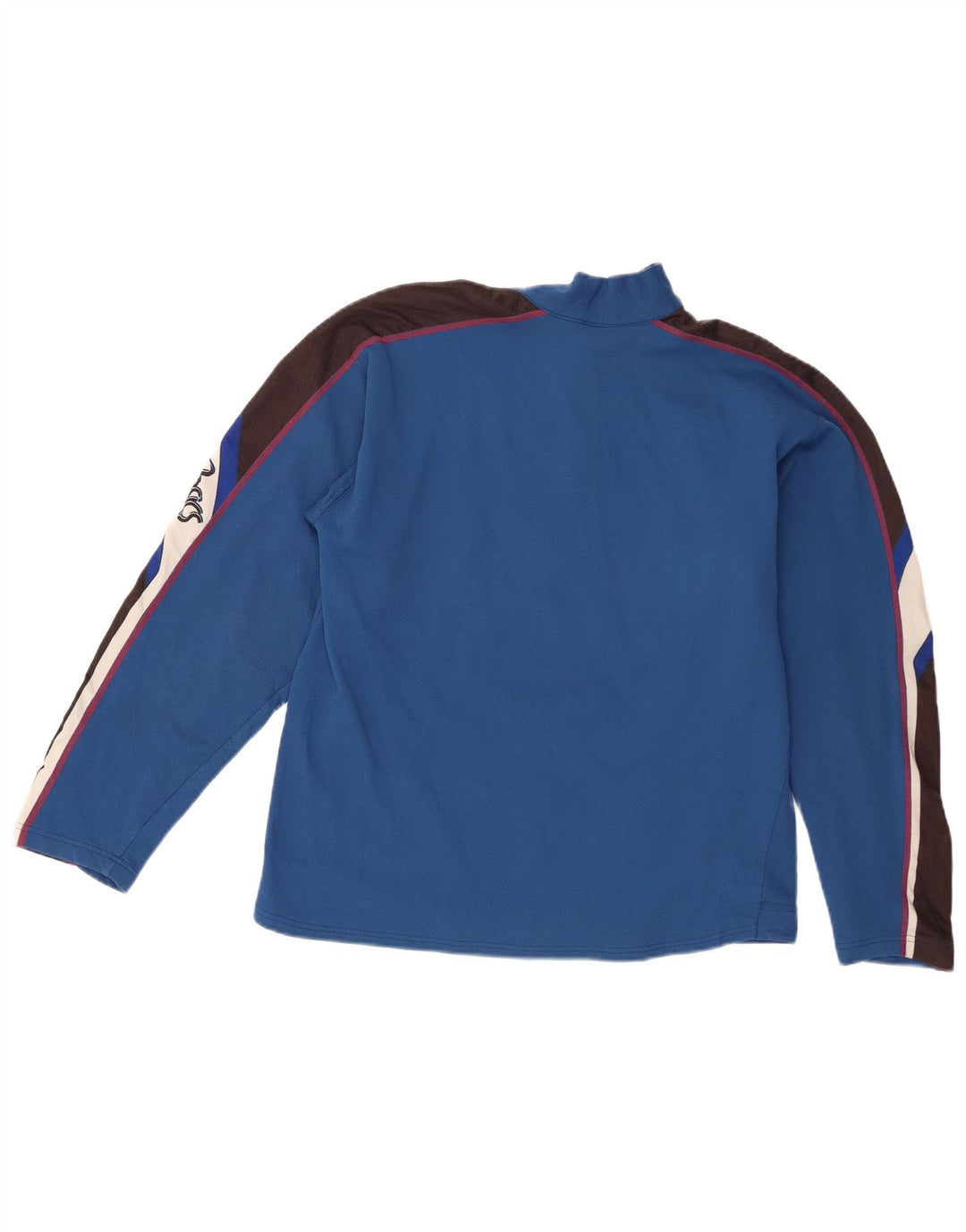 Asics Womens Zip Neck Pullover Treino Top UK 14 Medium Blue Colourblock