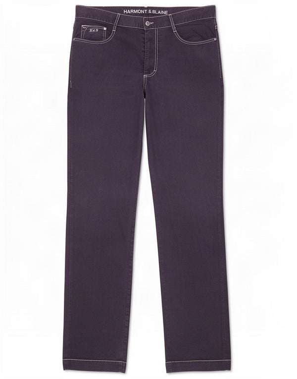 Calças casuais retas masculinas Harmont & Blaine W36 L35 algodão azul marinho