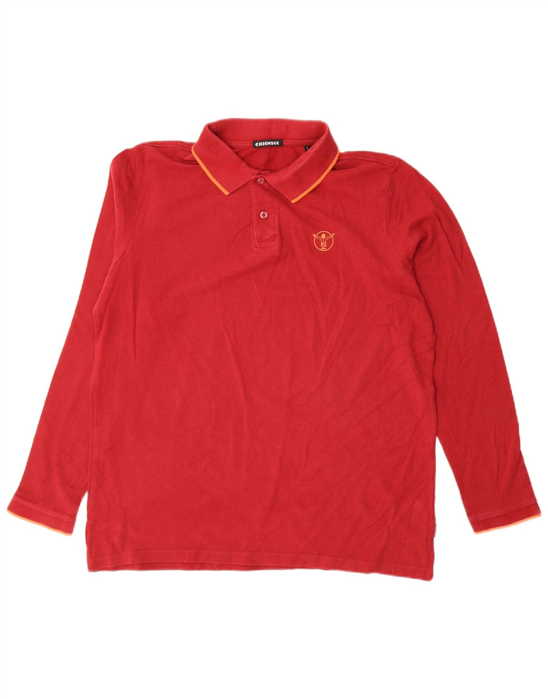 Camisa polo masculina de manga comprida Chiemsee grande algodão vermelho