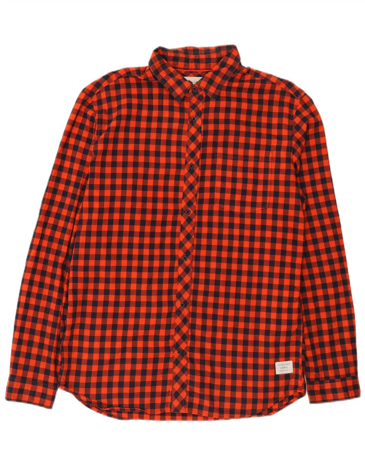 Camisa masculina Slim Fit Jack & Jones XL de algodão vermelho guingão
