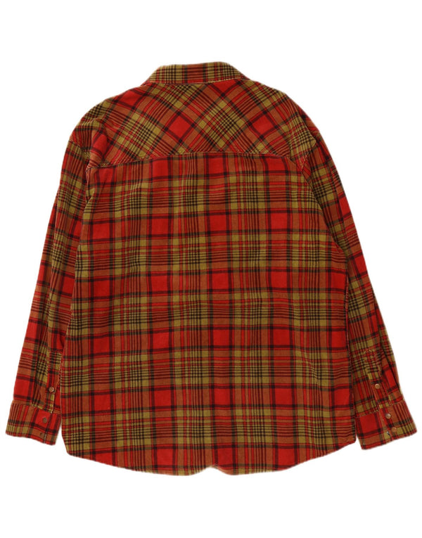 Angelo Litrico Camisa masculina de veludo ocidental tamanho 41/44 XL algodão xadrez verde
