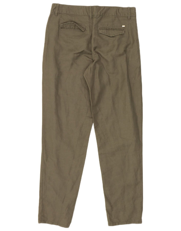 Calça Chino Cônica Feminina Tommy Hilfiger EUA 4 Pequeno W28 L28 Linho Cáqui