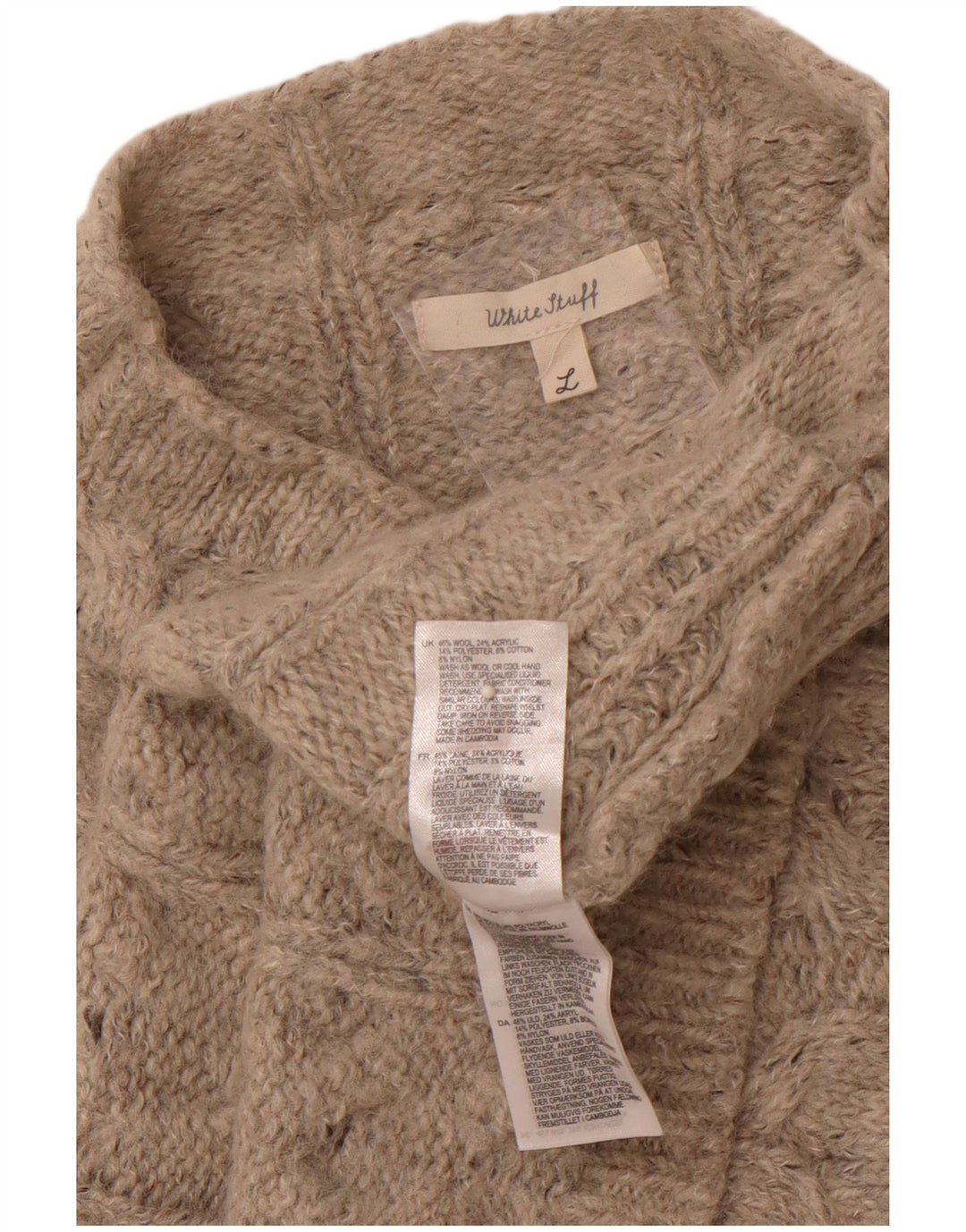 WHITE STUFF Regata feminina grande com gola de tartaruga Reino Unido 16 grande cinza