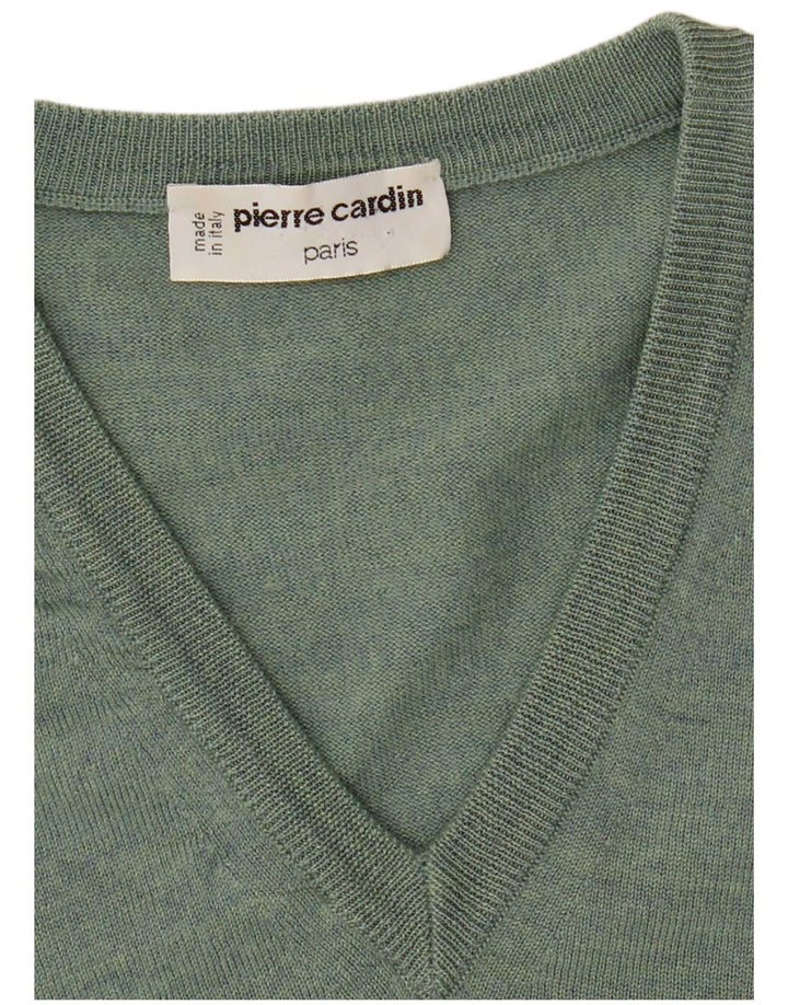 Suéter masculino Pierre Cardin com decote em V verde médio