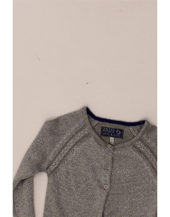 JOULES Girls Cardigan Sweater 5-6 Years Grey Cotton Vintage Joules and Second-Hand Joules from Messina Hembry 